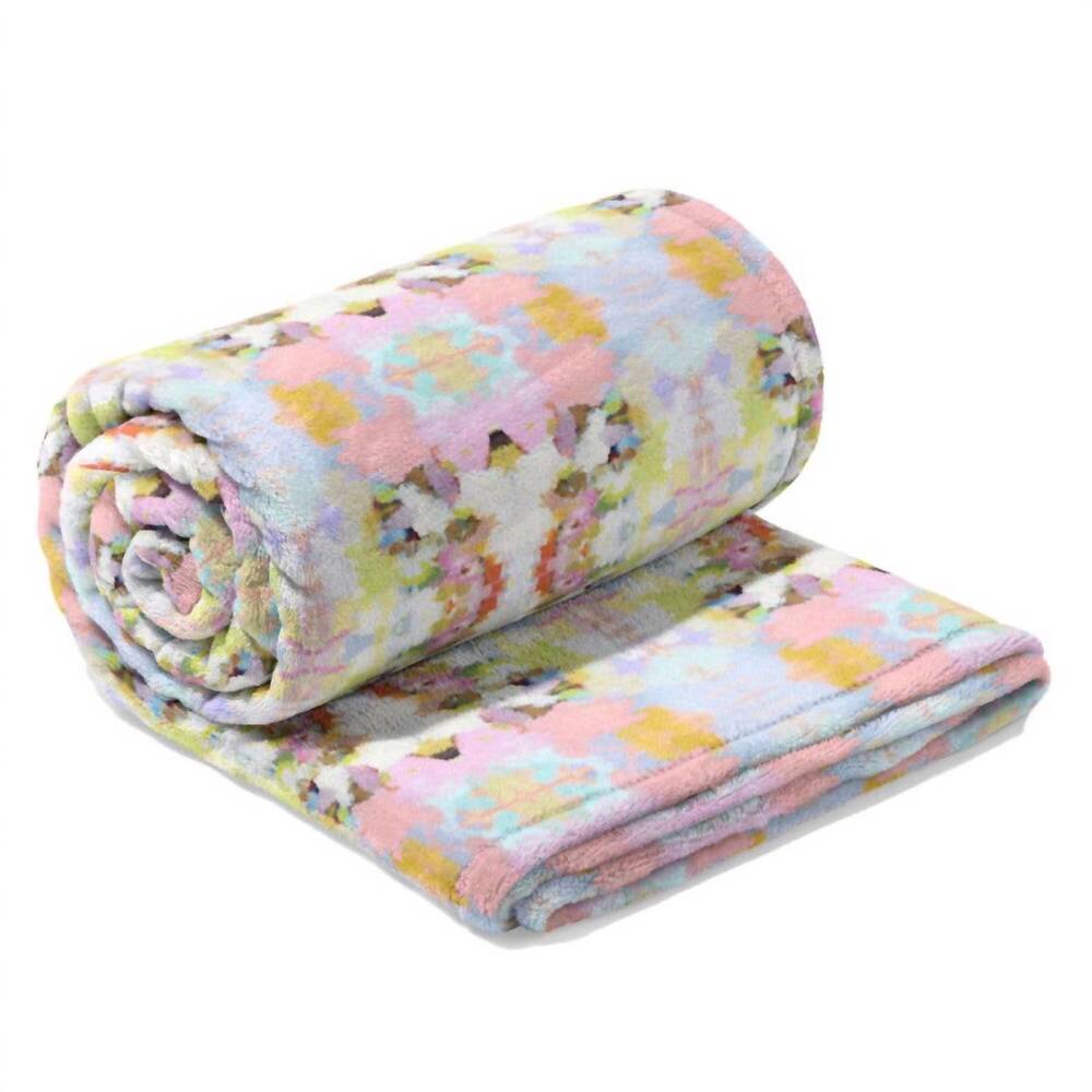 NEW LAURA PARK fleece flannel blanket in brooks avenue pink
